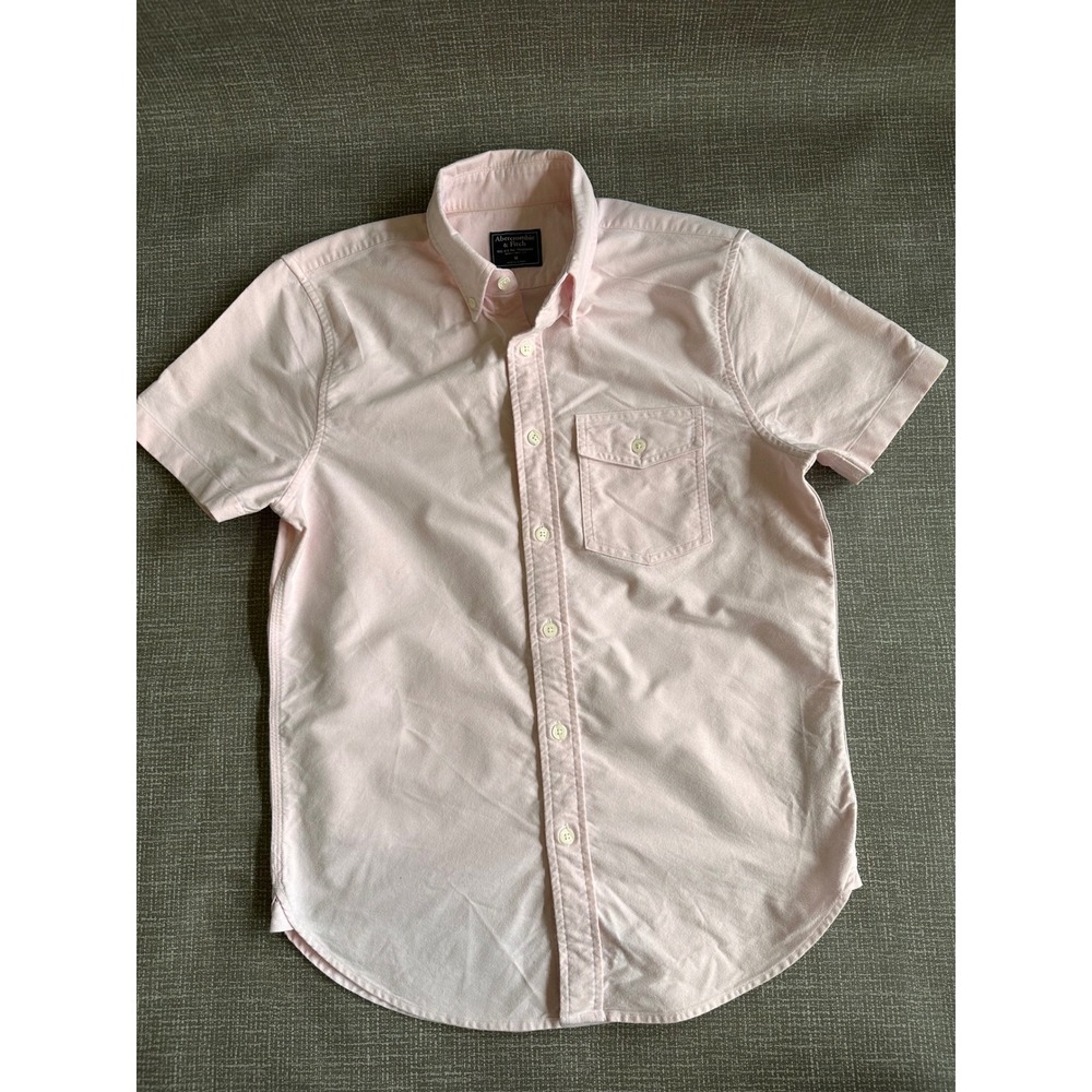 Abercrombie & Fitch Mens Pink Short Sleeve Oxford Button Down Shirt Size M